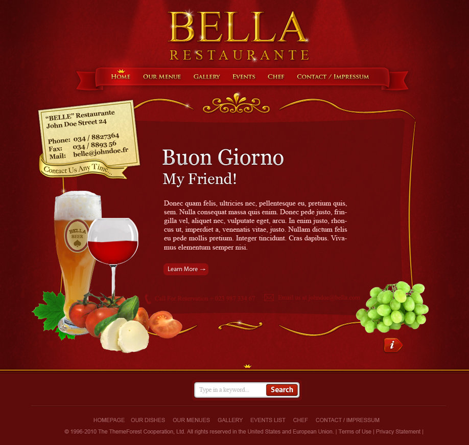 Mẫu thiết kế web nhà hàng