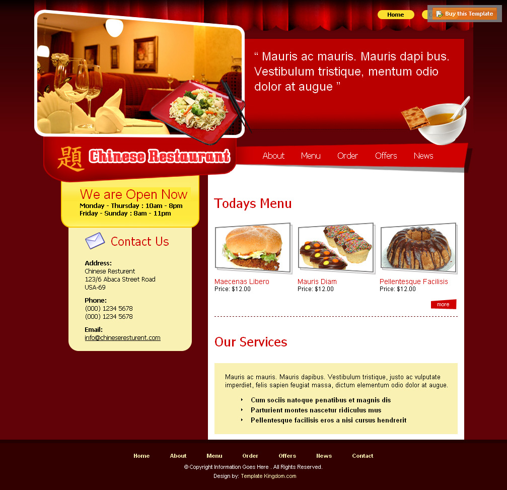 Mẫu thiết kế web nhà hàng