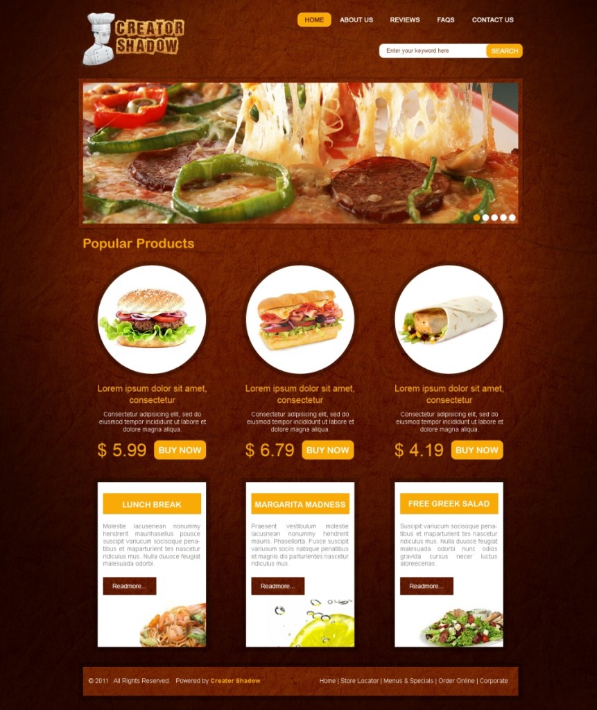 Mẫu thiết kế web nhà hàng