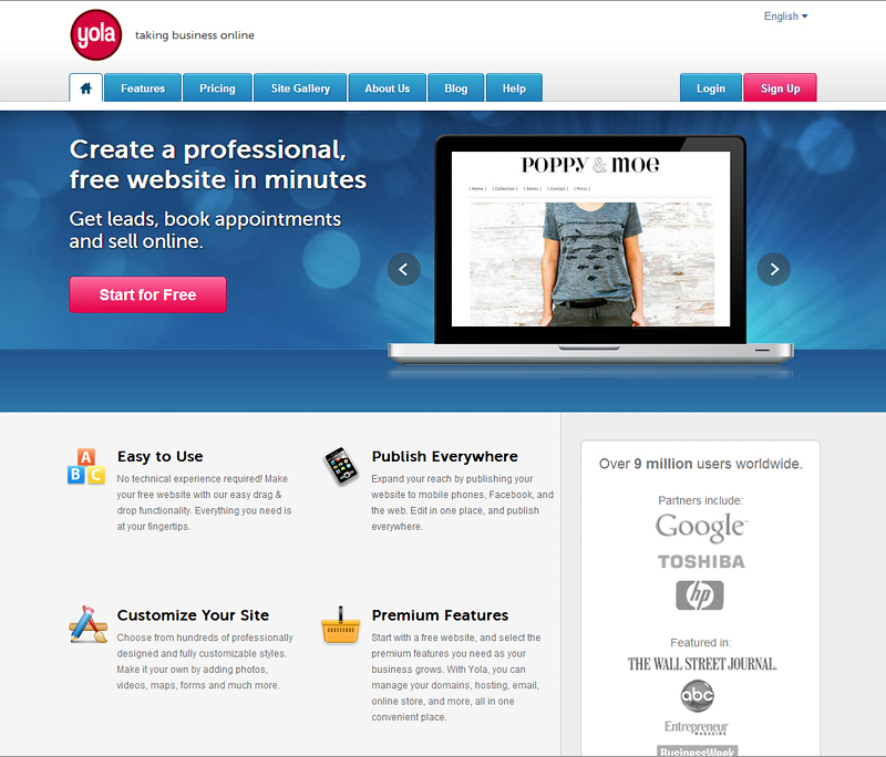 Yola free website builder