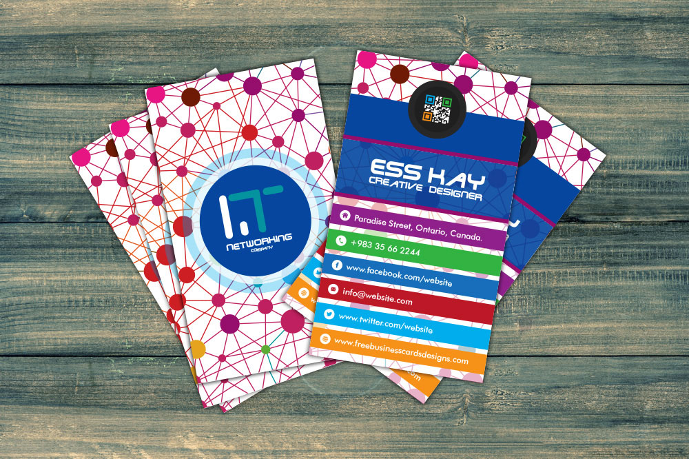 Free-Vertical-IT-Networking-Company-Business-Card-With-QR-Code-2015