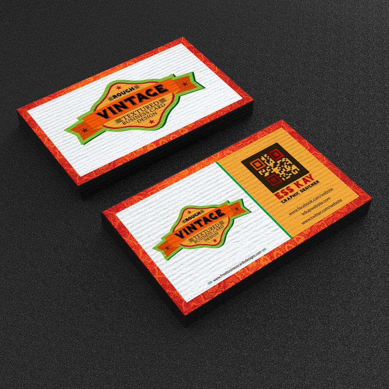 Vintage-Rough-Textured-Business-Card-Design-With-QR-Code-2015