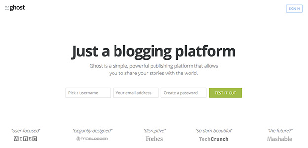 ghost landing page trong thiet ke web