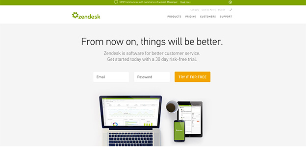 zendesk landing page trong thiet ke web