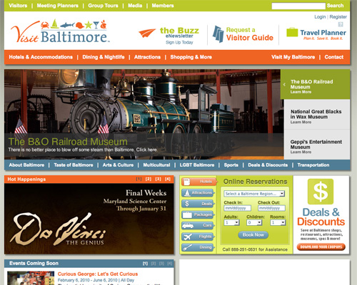 visitbaltimore thiet ke web du lich