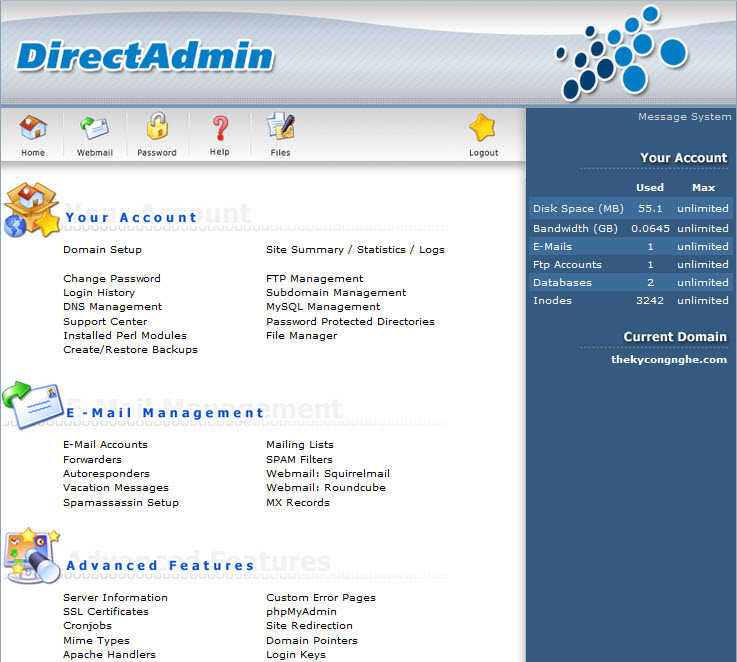Direct Admin Interface