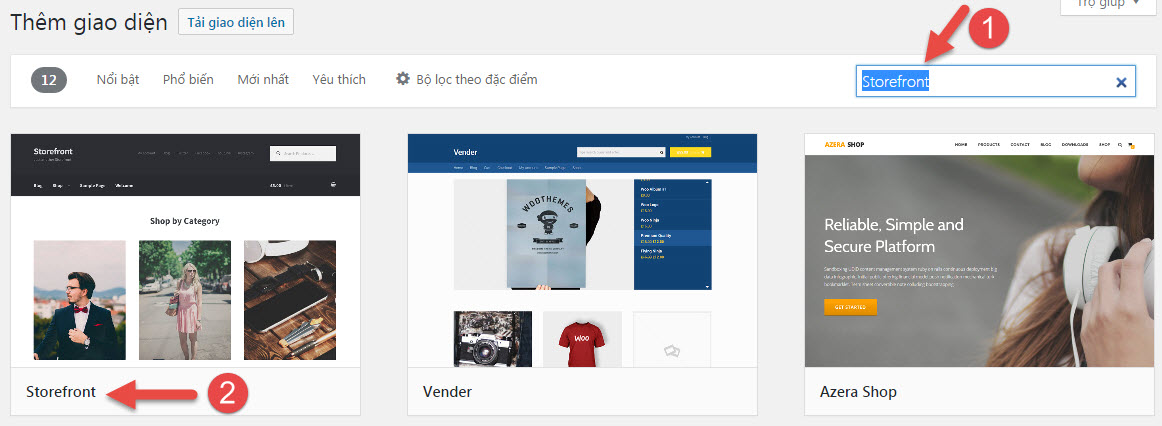 tìm giao diện storefront