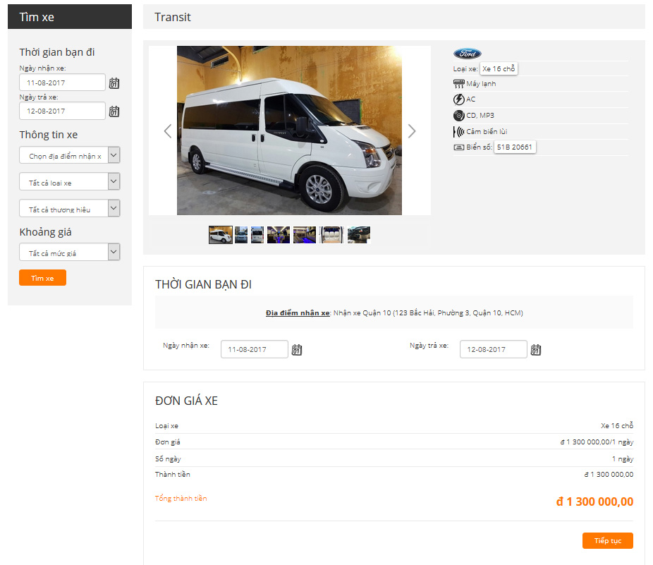 Giới thiệu module cho thuê xe 3