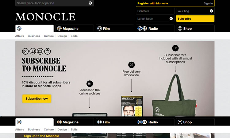 content heavy websites Monocle Inspiration