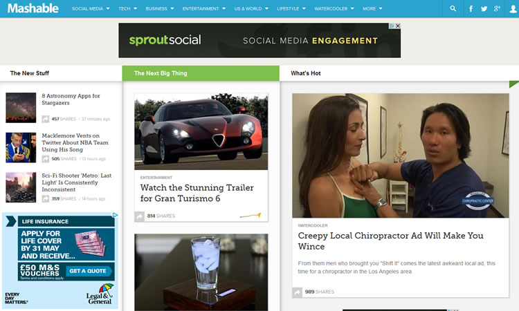 Mashable content heavy web design Inspiration