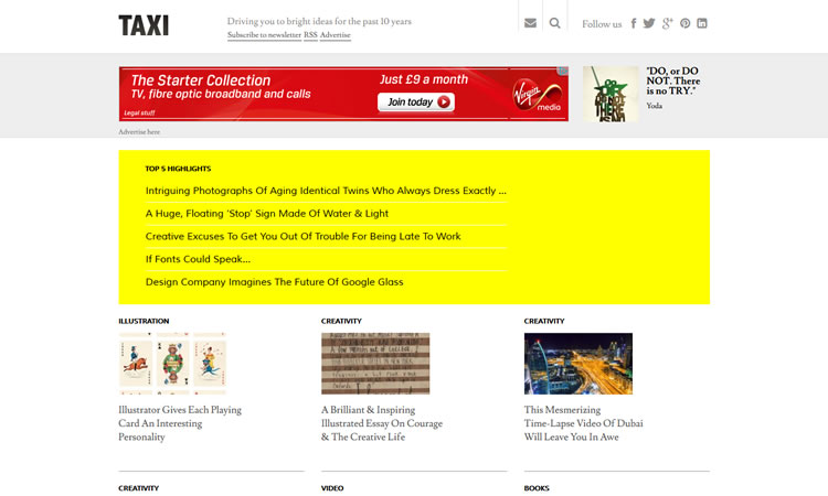DesignTAXI content heavy web design Inspiration