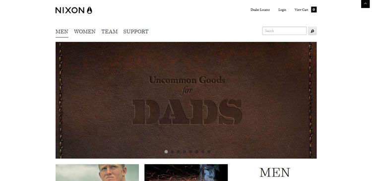 The Nixon Watches website example of Ecommerce Sites design