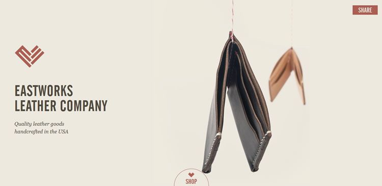 The Eastworks Leather Company website example of Ecommerce web design