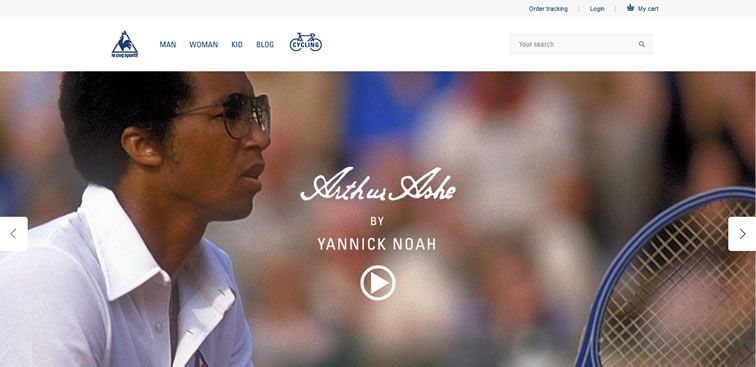 The Le Coq Sportif website example of Ecommerce web design