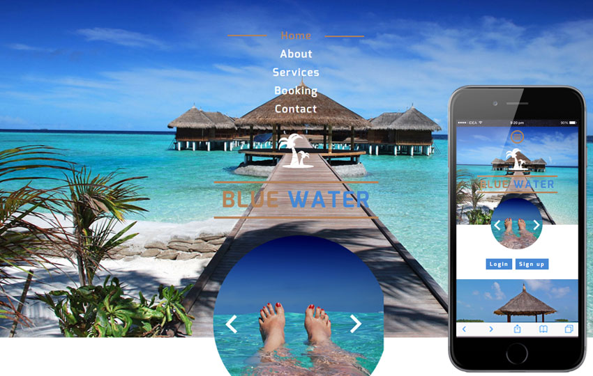 thiet ke website khach san blue water
